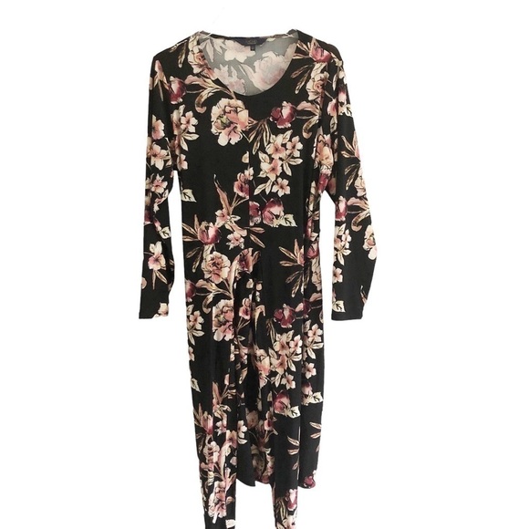 Rachel Rachel Roy Black Floral Faux Wrap Midi Dress Size 1X - Picture 9 of 12